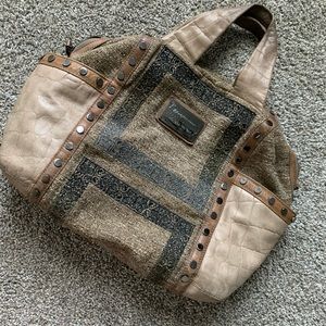 Isabella Fiore leather and cloth satchel